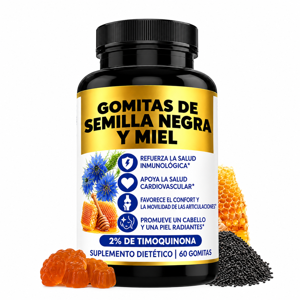 Gomitas de semilla negra y miel